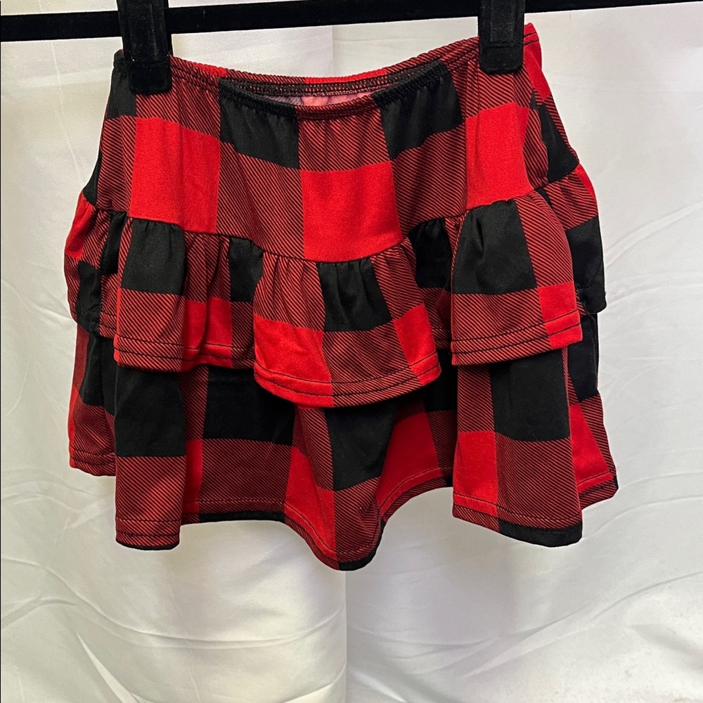 Dori Creations Girls Two Tier black and red ruffle skirt - size 7